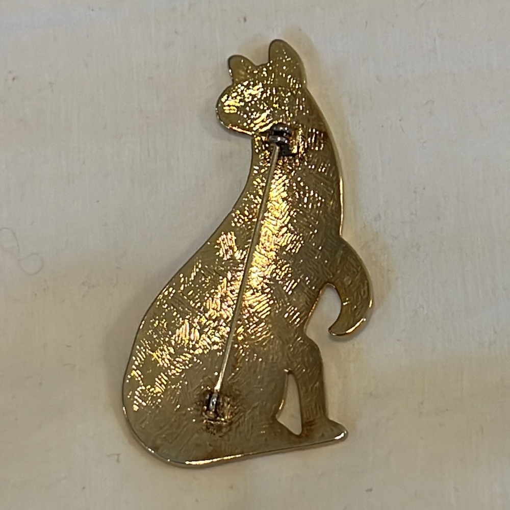 Park Lane Two Tone Textured Metal Cat Brooch Vintage - Picture 2 of 2
